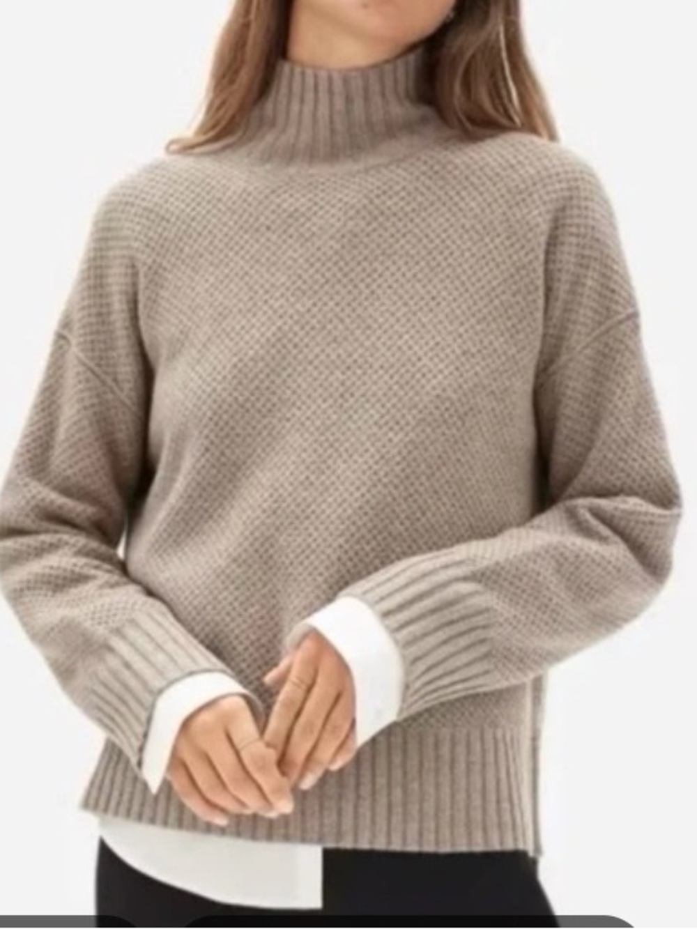 Everlane Funnel Neck Honeycomb Cashmere Sweater
